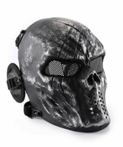 airsoft tactical hardshell mask black silver