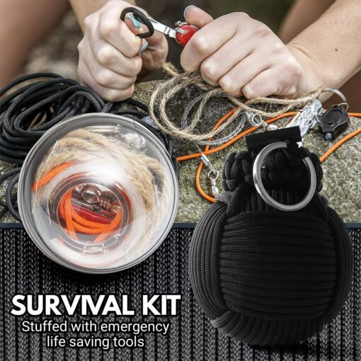 Tactical Paracord Survival Grenade – 24-in-1 Emergency Kit - Image 4