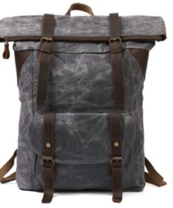 Vintage Canvas Tactical Roll-Top Backpack